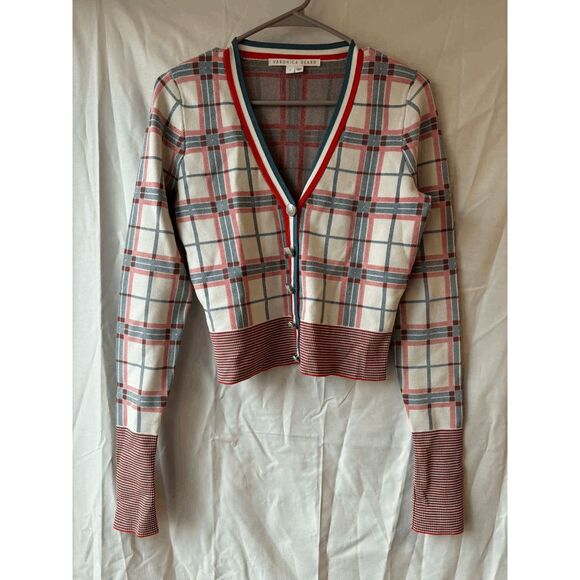 Veronica Beard Sweaters - Veronica Beard Merle Plaid Jacquard Cardigan Womens Size Small